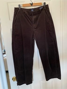 GAP Women's Dark Brown Corduroy Cropped Barrel Pants
